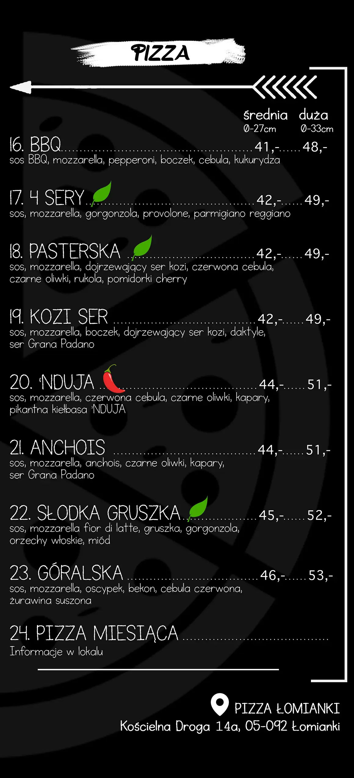 Menu. Strona druga